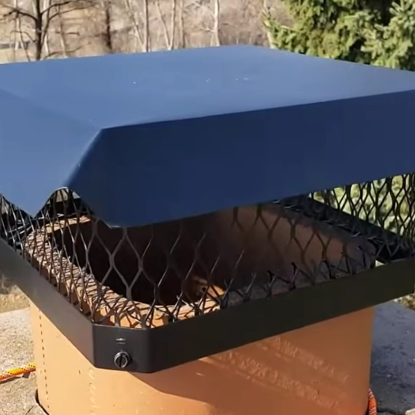 Chimney cap installation process on rectangular flue