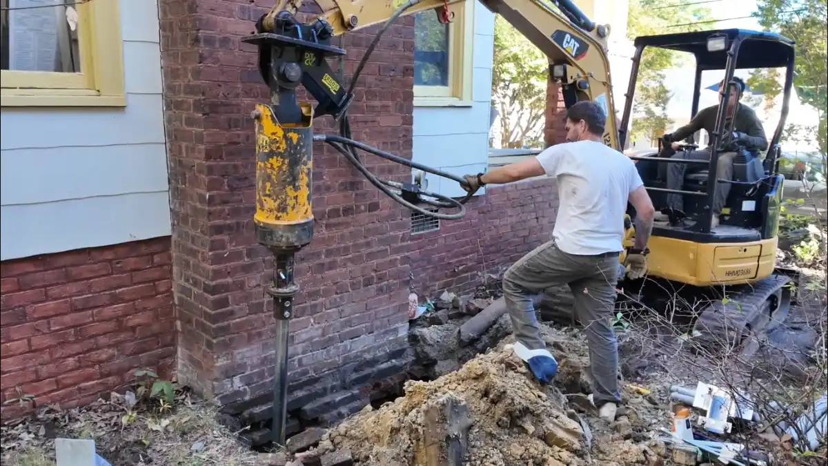 Foundation settling analysis and leaning chimney inspection