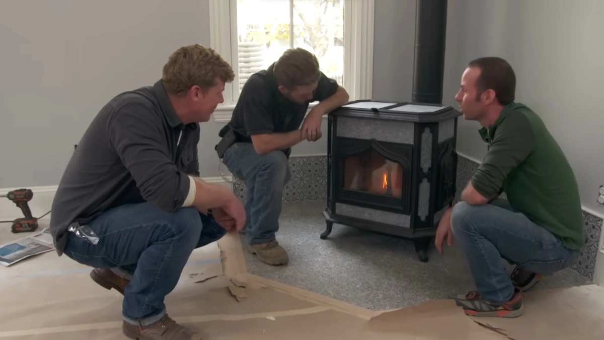 Beautifully installed EPA certified wood stove in living room