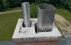 stainless steel chimney liners installed in a masonry chimney